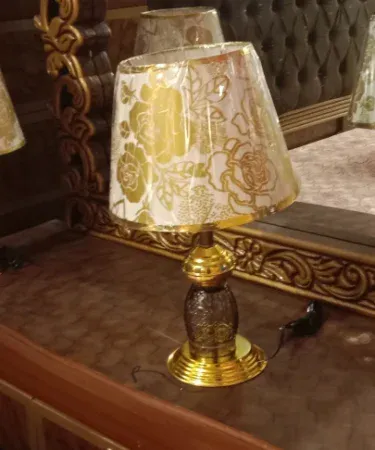 Elegant Floral Fabric Shade Table Lamp with Metal Base 18‑inch – 2‑Pack – Khareedo, imagecaption=Elegant floral fabric shade table lamp set (2 pcs) with sturdy metal base, perfect for adding a chic touch to any room,.