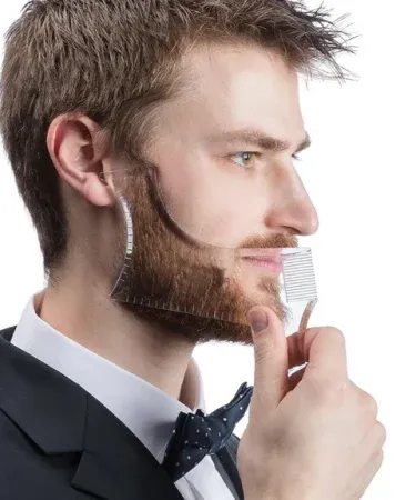 Double Side Transparent Beard Shaper Comb for Men, imagecaption=Transparent double‑side beard shaping comb for precise line‑up – available on Khareedo & Kharedo ,