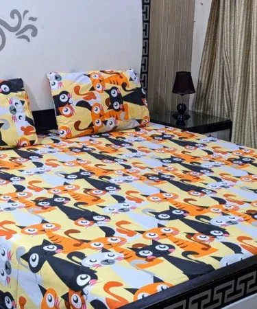 King size 100% cotton bedsheet with two matching pillow covers – premium soft bedding set, imagecaption=Premium King Size 100% Cotton Bedsheet with 2 Pillow Covers – Available at Khareedo & Kharedo.