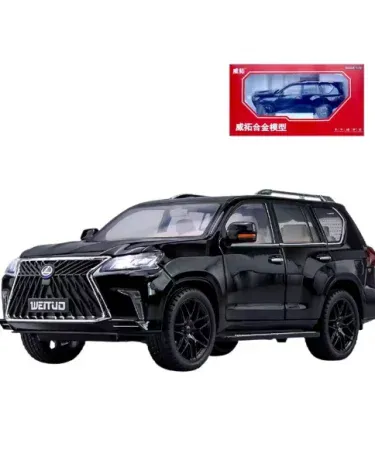 1/18 Lexus LX600 SUV diecast metal model car with pull‑back action, engine sound and LED lights, openable doors, displayed in a clear box, premium finish