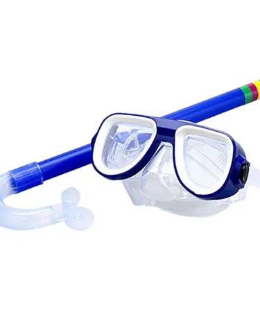 Children snorkeling set with mask, goggles and dry snorkel tube for kids, imagecaption=Kids enjoying underwater adventure with the Children Snorkel Set – perfect for pool and beach fun.