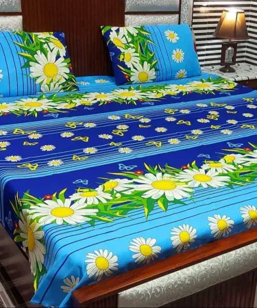 King size double bedsheet set with two plush pillows – luxurious cotton bedding for a stylish bedroom