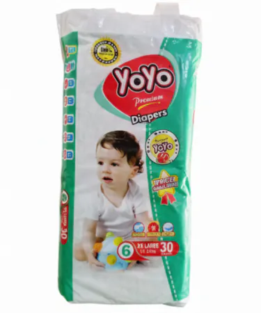 YOYO Baby Diapers XXL 30 pcs – soft breathable aloe vera gel towel sheet with elastic band and magic strip, perfect for newborns and toddlers