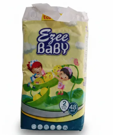 EZEE Baby Diapers Small 48 pcs with soft breathable aloe vera gel towal sheet, elastic band and magic strip, imagecaption=EZEE Baby Diapers Small 48 pcs – premium soft breathable diapers for newborns and infants.