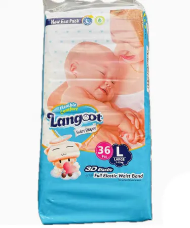 Langoot Baby Diapers Large 36 Pcs with Aloe Vera Gel and Elastic Band**