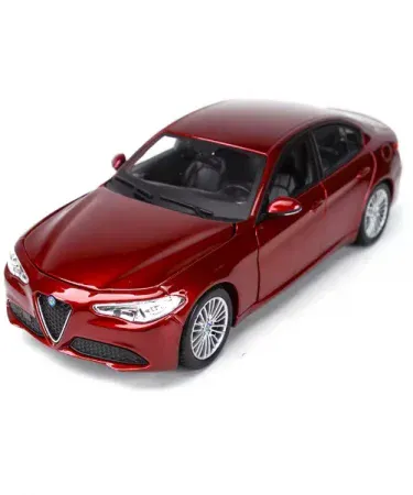 BBURAGO Alfa Romeo Giulia 1:24 scale diecast model car – official licensed, detailed interior, opening doors, red color , imagecaption=BBURAGO Alfa Romeo Giulia 1:24 Diecast Model – realistic collectible toy for kids and enthusiasts ,