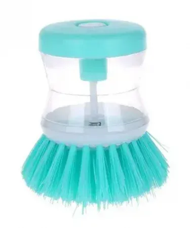 Green Kitchen Automatic Liquid Dish Pot Washing Brush with Built‑in Soap Dispenser and Silicone Colorful Grip
