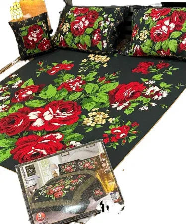 4‑Piece 3D Crystal Cotton King Size Bedsheet Set with 2 Pillowcases and Cushion Cover – Khareedo & Kharedo, imagecaption=Elegant 3D crystal cotton king‑size bedding set (4‑piece) from Khareedo – includes double bedsheet, 2 pillows, and cushion cover.