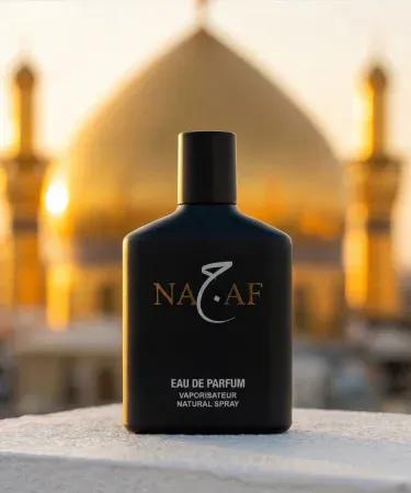 Najaf Eau De Parfum 100ml bottle – premium fragrance with amber wood, cardamom and lemon notes, imagecaption=Najaf – Eau Da Parfum 100ML – Premium Eau de Parfum, Rs. 999, Check on Delivery available.