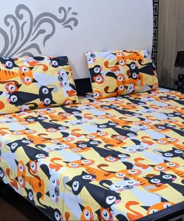 King size 100% cotton bedsheet with two matching pillow covers – premium soft bedding set, imagecaption=Premium King Size 100% Cotton Bedsheet with 2 Pillow Covers – Available at Khareedo & Kharedo.