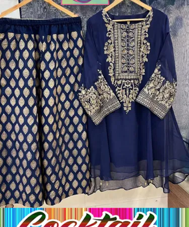 Embroidery shirt with printed chiffon trouser and plain dupatta – 3‑piece ethnic set for women