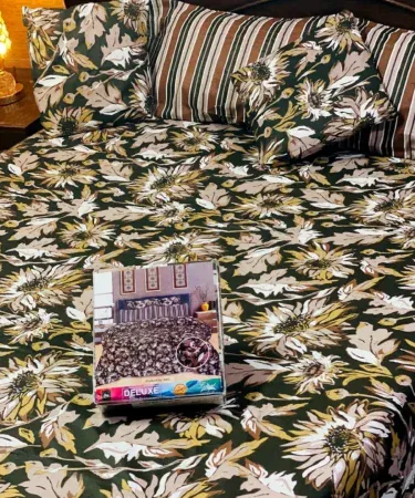 5 pc pure cotton king size bedsheet set with 2 pillow covers and 1 cushion cover – Khareedo