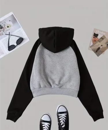 ladies black and grey fleece hoodie, comfortable women's hoodie in black and grey, imagecaption=Ladies Black and Grey Hoodie – Cozy Fleece Hoodie for Women, perfect for everyday wear.