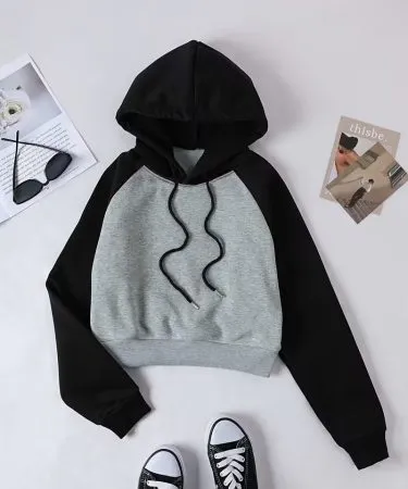 ladies black and grey fleece hoodie, comfortable women's hoodie in black and grey, imagecaption=Ladies Black and Grey Hoodie – Cozy Fleece Hoodie for Women, perfect for everyday wear.
