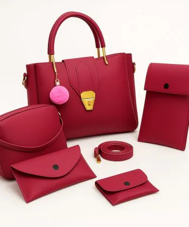 5‑pcs‑high‑quality‑synthetic‑leather‑shoulder‑bags‑Khareedo‑Kharedo‑online‑shopping