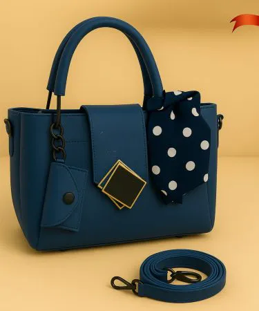 Khareedo premium synthetic leather shoulder bag with long strap, soft stuffed interior, size L8 × W12, displayed on a white background