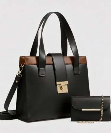 2 pcs high quality synthetic leather shoulder bags with soft stuffing and long strap