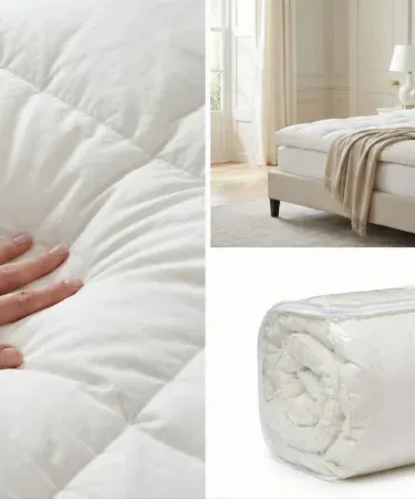 Premium Quality Luxury Mattress Topper with 750 g thick silkonized filling for extra softness and fluffiness on a neatly made bed