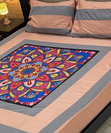 Beautiful Design Embroidered Patch Work Bedsheet with 2 Pillow Covers – premium cotton, vibrant embroidery, perfect bedroom décor