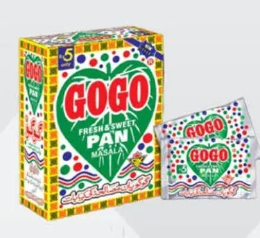 GOGO Pan Masala Good Quality Box Packing 140g, imagecaption=GOGO Pan Masala 140 g box packaging – available on Khareedo & Kharedo with Check on Delivery.