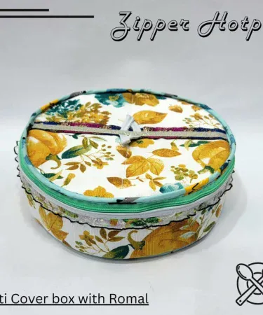 Zipper Hotpot for Roti and Nan cotton fabric storage 6‑8 pieces , imagecaption=Premium cotton Zipper Hotpot for roti & nan – perfect storage solution ,