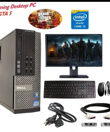 Complete Gaming PC Setup Dell OptiPlex 390/790/990 with 15‑inch LCD, keyboard, mouse, cables and GTA 5 installed, imagecaption=Ready‑to‑play Dell OptiPlex gaming PC with GTA 5 – perfect for gamers in Pakistan,