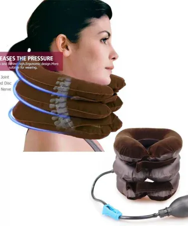 Neck Stretcher Inflatable Air Neck Traction Apparatus – Soft Cervical Collar Pillow for Pain Relief, imagecaption=Inflatable neck traction device providing comfortable cervical support and stress relief.