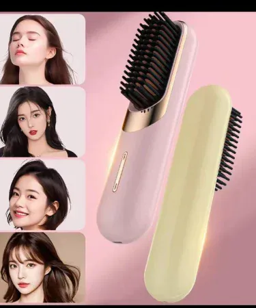 Wireless cordless hair straightening brush for women with negative ion technology, mini travel hot comb, USB rechargeable,