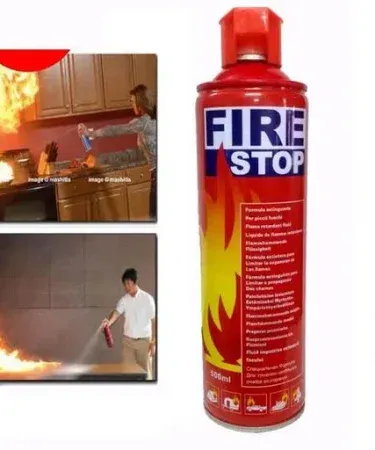 Fire Stop Spray 500 ml portable fire extinguisher bottle – non‑toxic foam, imagecaption=Fire Stop Spray 500 ml – Non‑Toxic, Ozone‑Friendly Portable Fire Extinguisher for Home & Vehicle Safety,