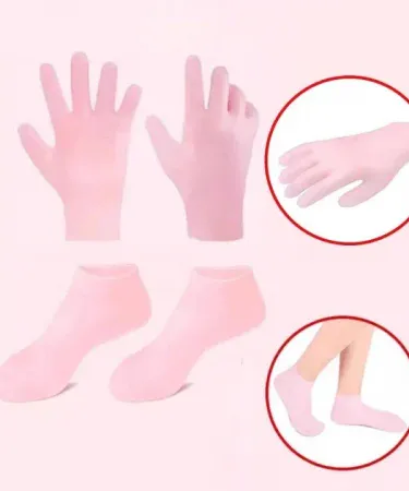 Silicone moisturizing socks and gloves set for foot and hand care, anti‑cracking, soft silicone, product image