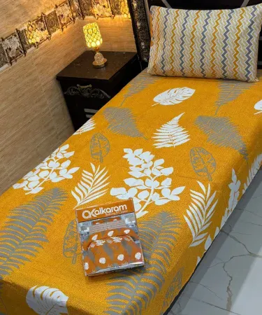 4Pc Single Mix Cotton Bedsheet Set with 2 Pillows – Luxurious Bedroom Comfort