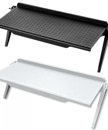 Home Office Storage Rack Adjustable TV Screen Top Shelf Holder with monitor and TV organizer bracket , imagecaption=Multi‑functional storage rack for TV and computer monitor – perfect for home office and living room ,