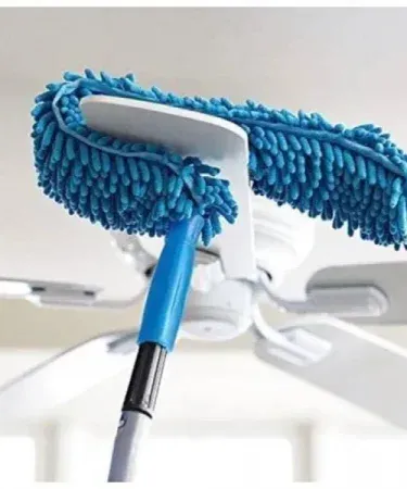 Flexible micro‑fiber duster with telescopic stainless steel handle for fan cleaning, ideal for ceiling fans and hard‑to‑reach dust removal, imagecaption=Flexible Micro‑Fiber Duster with Telescopic Stainless Steel Handle – perfect for cleaning fans, appliances, and corners.