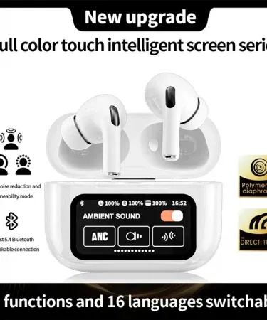 Airpro 2 A9 Air‑pods with sleek touch display and premium earbud design , imagecaption=Airpro 2 With Touch Display – Premium Sound Quality and Seamless Control ,