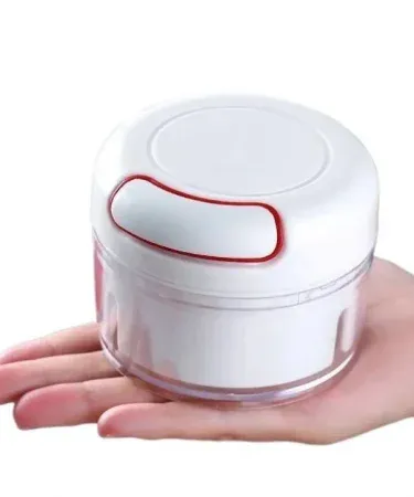 Mini Garlic Chopper hand‑pull manual food processor – compact aluminium kitchen tool, imagecaption=Mini Garlic Chopper – versatile hand‑held vegetable chopper available on Khareedo & Kharedo,