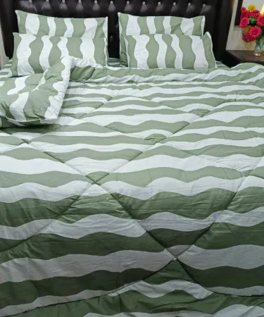 6 pcs pure cotton printed Vicky Razai set king size bedsheet with quilted Razai and pillow covers , imagecaption=Premium King Size Cotton Vicky Razai Set – 6 Pieces – Khareedo | Kharedo ,