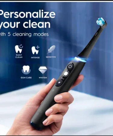6‑Mode Sonic Electric Toothbrush with Smart Timer, IPX7 Waterproof, Rechargeable, White Brush Head – Khareedo | Kharedo