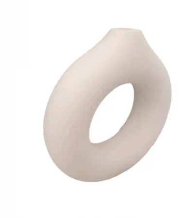 Donut-shaped white matte vase – modern minimalist home décor , imagecaption=Elegant donut shape white matte vase, perfect for living room or office décor ,