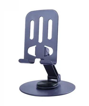 Multi‑Angle 360° rotating metal phone and tablet stand – foldable, universal, elegant design for hands‑free use.
