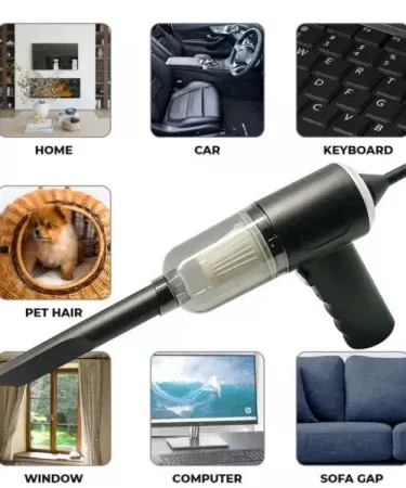 3‑in‑1 portable wireless car vacuum cleaner handheld wet and dry use on a car interior, imagecaption=Compact cordless vacuum perfect for cleaning car interiors, wet spills, and household dust.