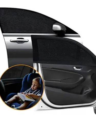4 pieces universal car window shades with breathable mesh for side and rear windows, protecting against sun glare and UV rays.