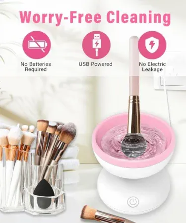 Electric Makeup Brush Cleaner Machine – Automatic, USB rechargeable, gentle on bristles, random color, smart makeup cleaner brush
