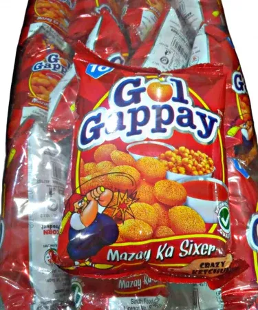 Gol Gapaay snack 12 pcs package – crunchy Pakistani snack, imagecaption=Gol Gapaay snack (12 pcs) ready for delivery – order now from Khareedo | Kharedo.
