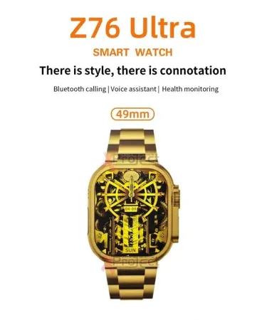 Z76 Ultra smartwatch 49mm dial with two interchangeable straps – sleek black design, premium finish