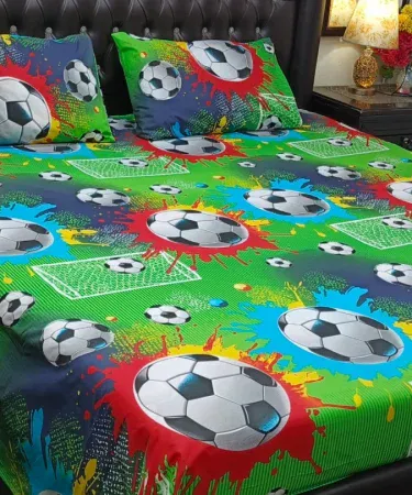 Kitten king size double cartoon printed bedsheet set with two matching pillows, vibrant bedroom décor, premium cotton blend, perfect for kids and teens, displayed on a king‑size bed, Pakistan home décor imagecaption=Luxurious Kitten cartoon printed king‑size double bedsheet set with 2 pillows – shop now on Khareedo | Kharedo, Pakistan.