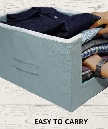 Grey non‑woven Shirt Stacker Front Open Window Organizer for wardrobe organization, imagecaption=Shirt Stacker Front Open Window Organizer – keep your shirts neat and accessible.