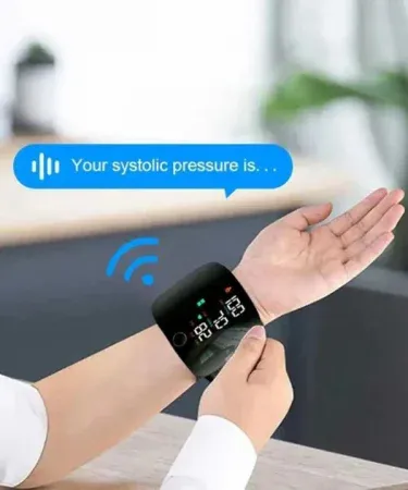 New LED rechargeable digital wrist blood pressure monitor with LED display and heart rate meter, portable and rechargeable