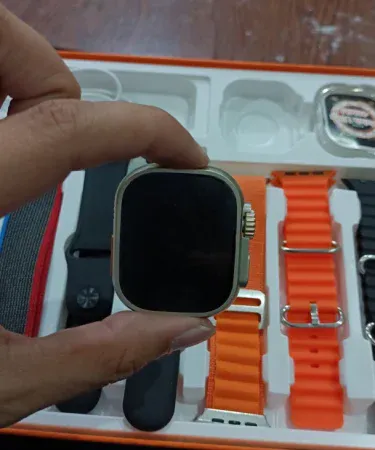 S100 7‑in‑1 straps Smart Watch Series 8 Luxury Design – premium luxury smartwatch with interchangeable straps, sleek black finish, and vibrant touchscreen display.