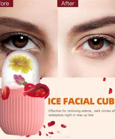 Silicone Ice Cube Roller Massager for Face, Eyes & Neck – reusable cooling skin care tool, perfect for de‑puffing eye bags and soothing migraine pain