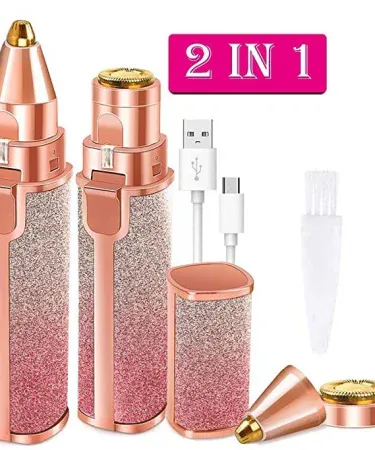 2in1 electric eyebrow trimmer and shaver rechargeable hair remover with LED light for face, lips, nose, chin, arm – Khareedo Kharedo Pakistan, imagecaption=Compact pen‑style 2in1 Electric Eyebrow Trimmer & Shaver – flawless, painless hair removal with LED illumination.
